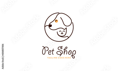 Pet Shop Logo Design in Monoline Style