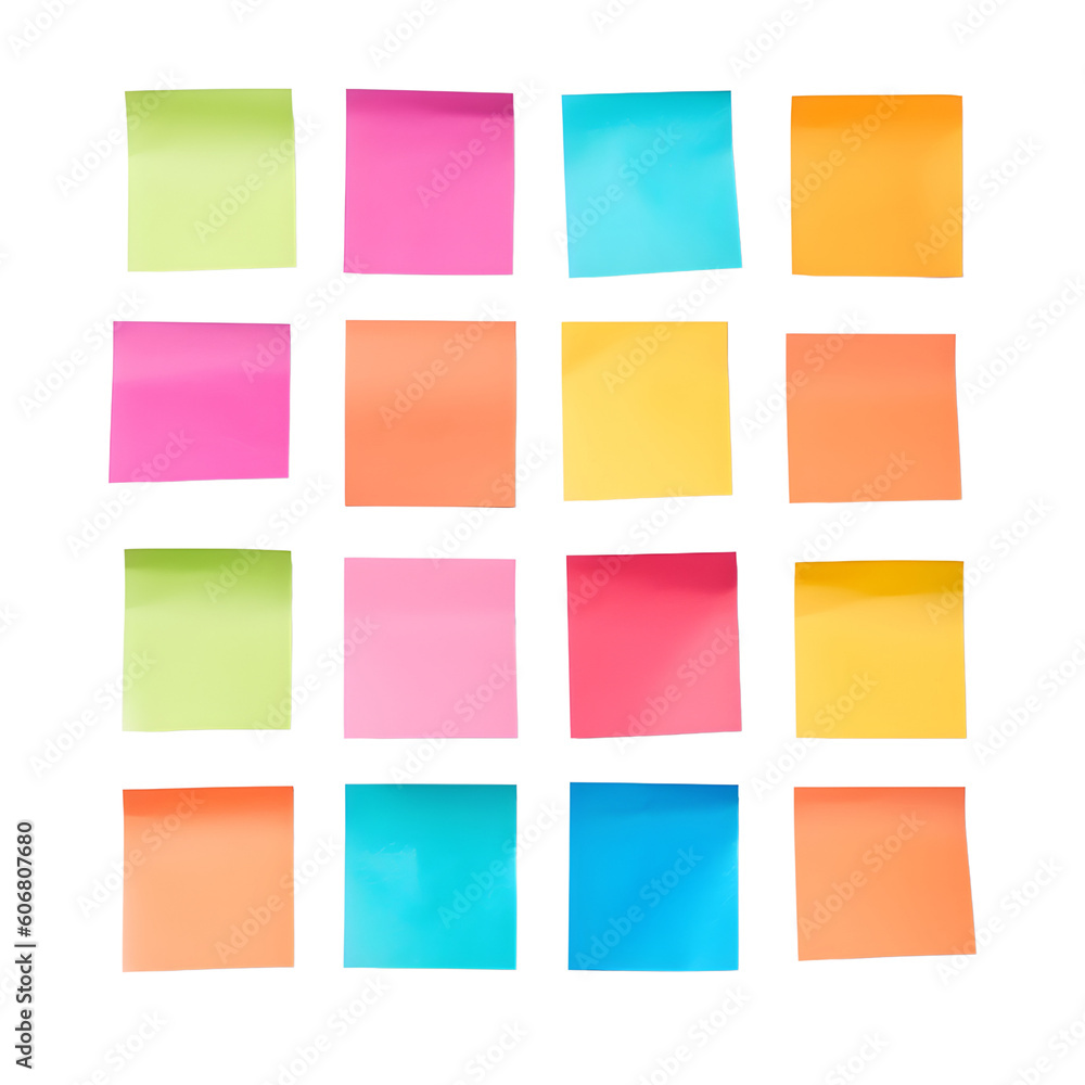 set of colorful notes