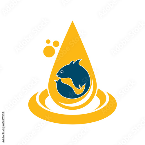Fish oil icon logo,illustration design template vector.
