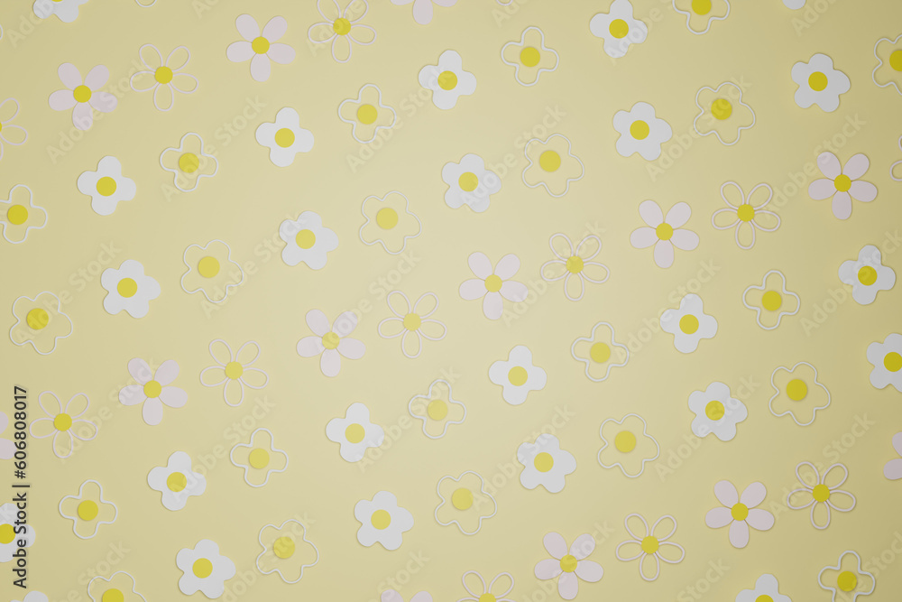 Funny happy daisy with eyes and smile, daisy, background, yellow, wallpaper