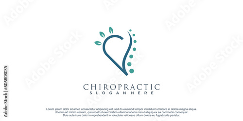 Chiropractic logo design with love concept and creative abstract idea