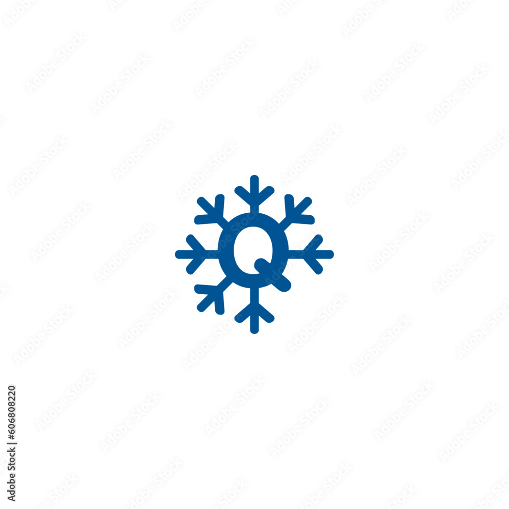 Q Winter Snowflake Logo Design Q Winter Snowflake Logo Design