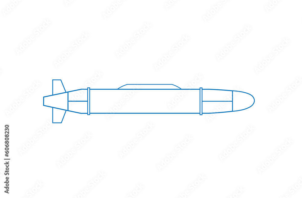Ταπετσαρία Flat vector illustration of an unmanned submarine equipped with a nuclear power