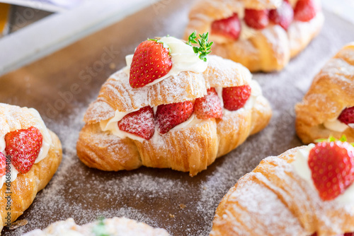 strawberry and fresh cream croissant