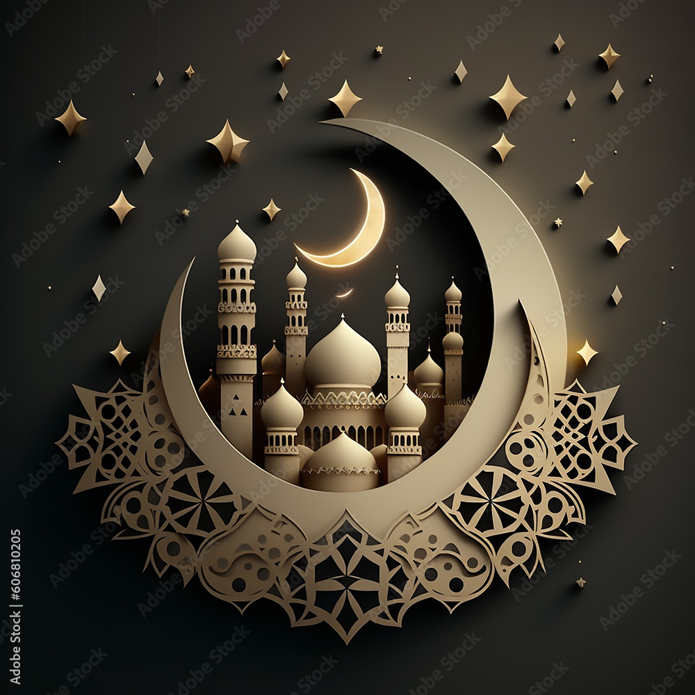 islamic background with mosque and lantern for ramadan eid al adha and ...
