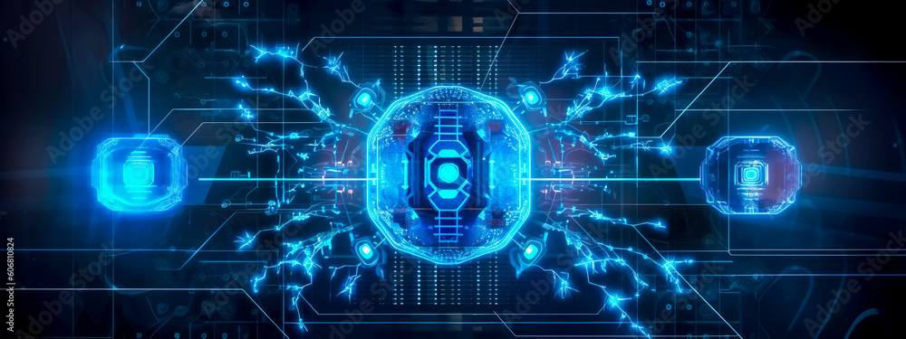 cyber space, neural networks and artificial intelligence, machine learning, banner with copy space, made with Generative AI cyber space, neural networks and artificial intelligence, machine learning, banner with copy space, made with Generative AI