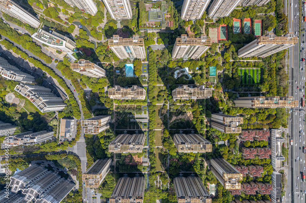 Ταπετσαρία Aerial top-down view of luxury apartment in Pudong, Shanghai, China