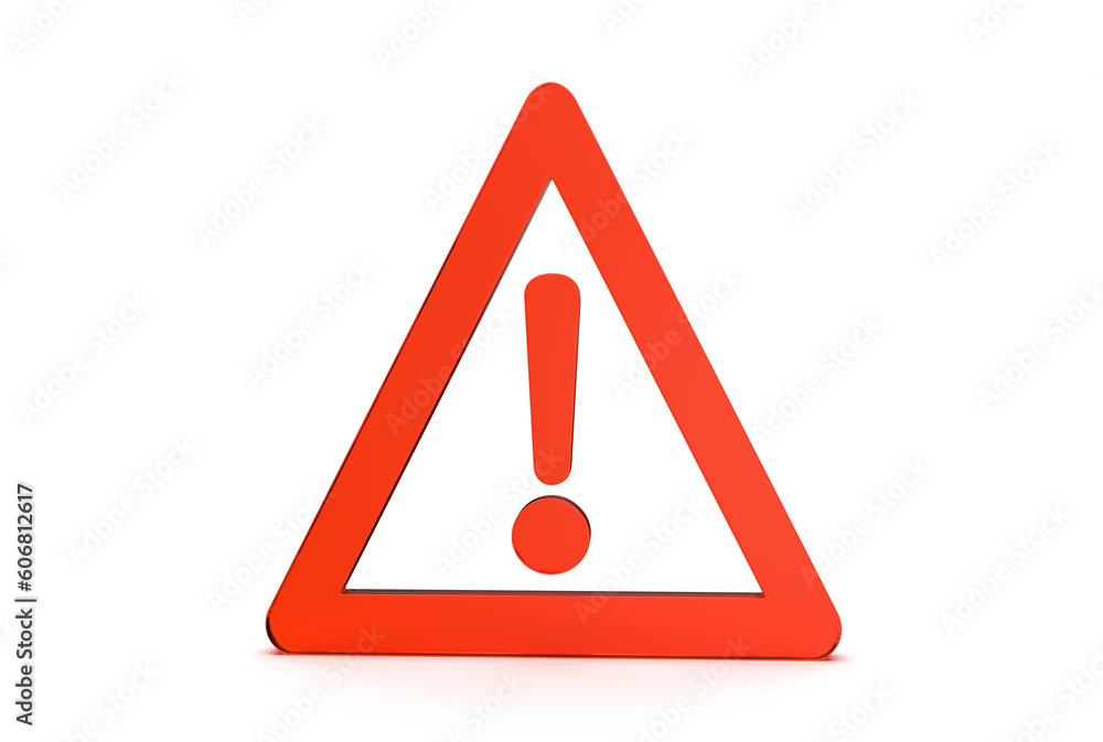 Attention sign 3d rendered isolated on white background with shadow Attention sign 3d rendered isolated on white background with shadow