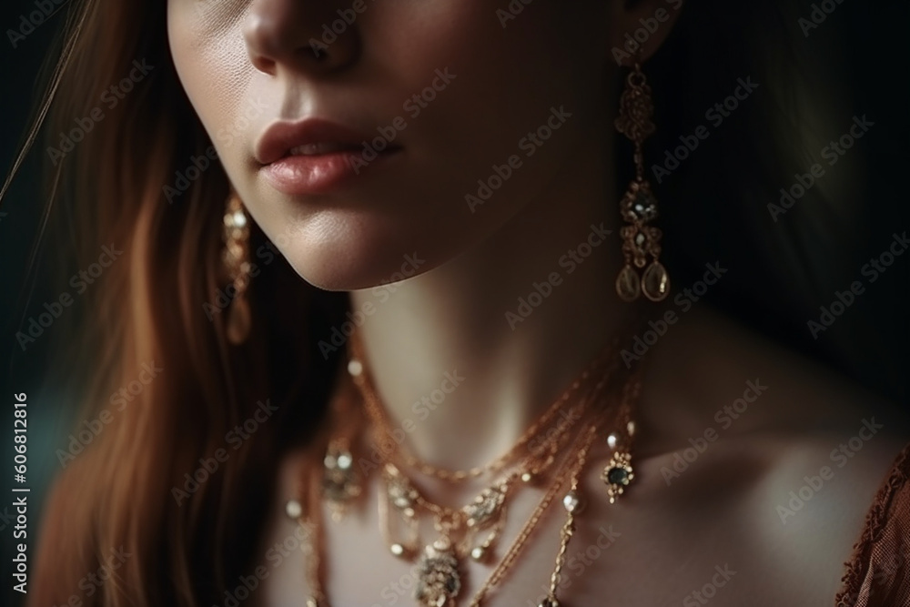 unrecognizable beautiful woman with jewelry close-up