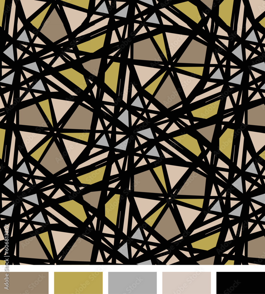 Shields Stained Glass Vector Seamless Repeating Pattern in metal colors Shields Stained Glass Vector Seamless Repeating Pattern in metal colors