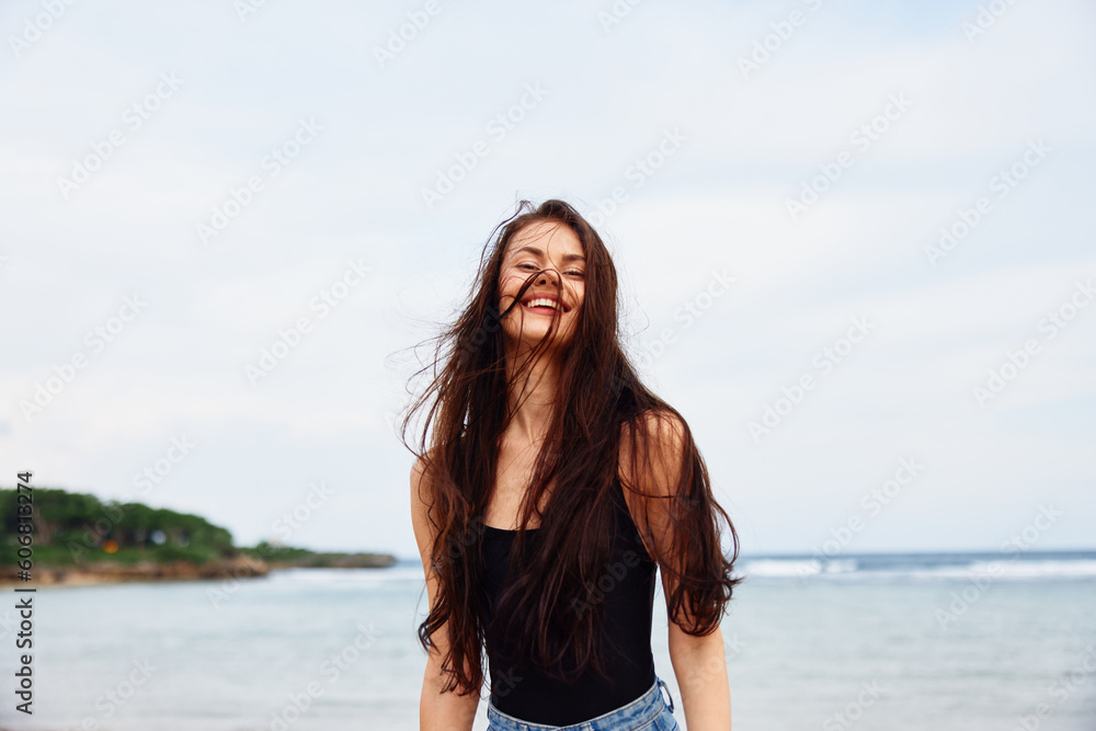 smile woman young sunset sea lifestyle beauty summer travel running beach smile woman young sunset sea lifestyle beauty summer travel running beach