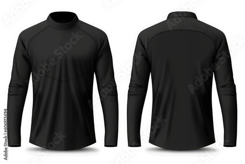 There is a mockup of a black shirt for printing. (Generative AI)