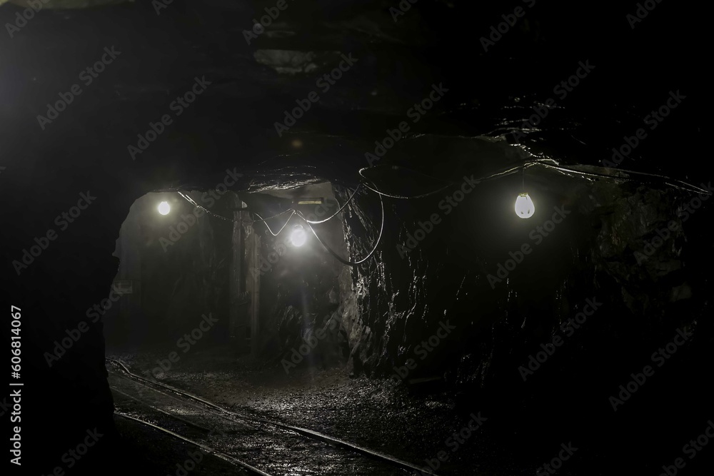 Entrance tunnel to coal mine - obrazy, fototapety, plakaty 