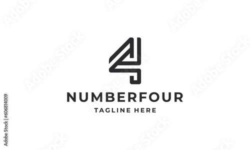 Four number modern logo icon design vector illustration