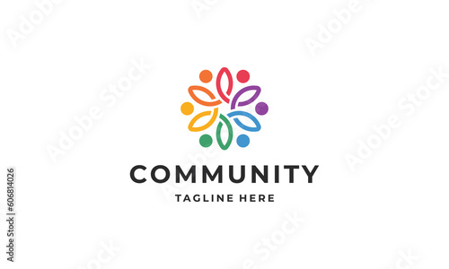 Community people  social community  human family logo abstract design vector