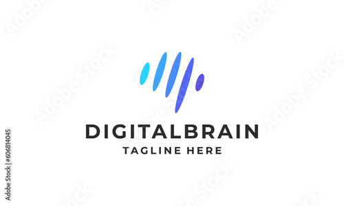 Fototapeta Naklejka Na Ścianę i Meble -  Simple brain digital logo icon design vector illustration