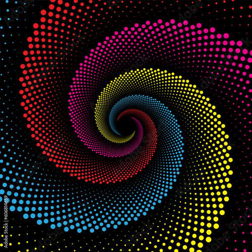 Colorful dotted spiral vortex background