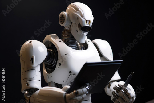 Adorable Robotic Boss in Control. Generative AI