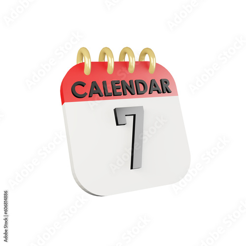 new calendar ,calendar icon red white with gold loop used for graphics. 3d illustration