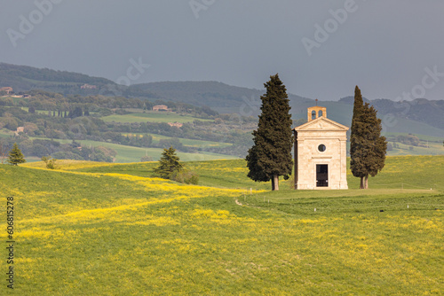 Tuscany hillscape at Cappella della Madonna di Vitaleta