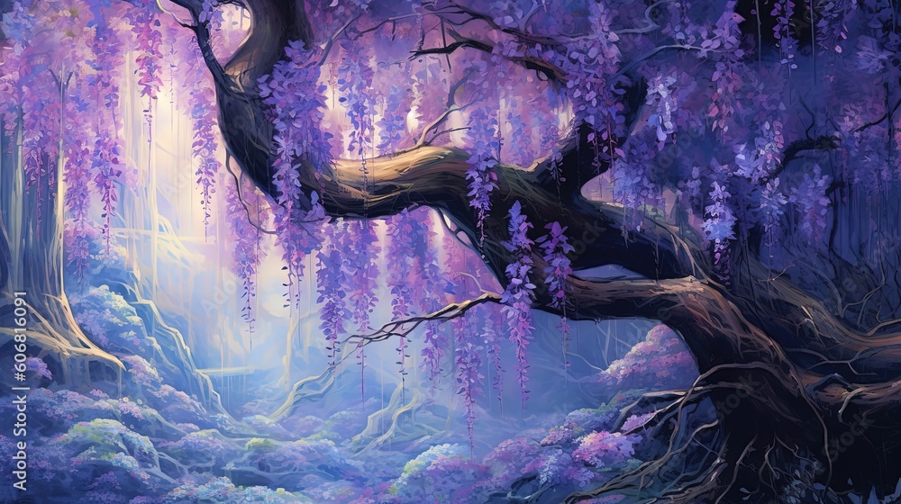 Φωτογραφία illustration fantasy background wallpaper of beautiful wisteria flower blossom t