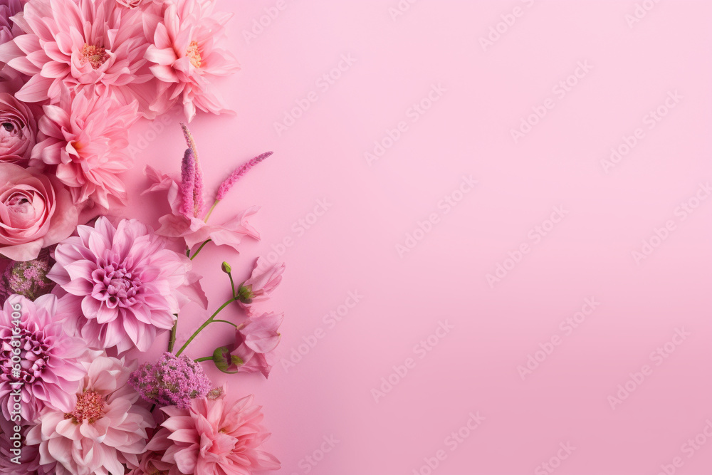 Foto ピンクのダリアとバラの花束