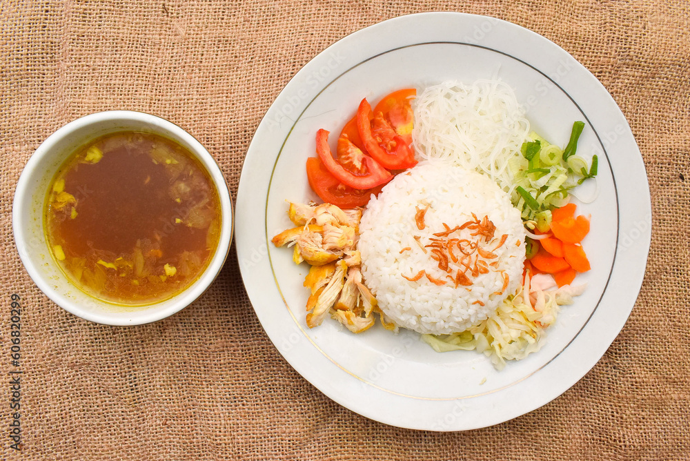 Indonesian chicken soto or soto ayam, served with white rice ...