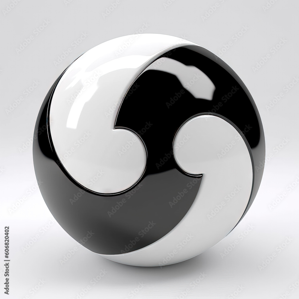 Yin and Yang symbol of harmony and balance. 3d rendering ilustração do ...