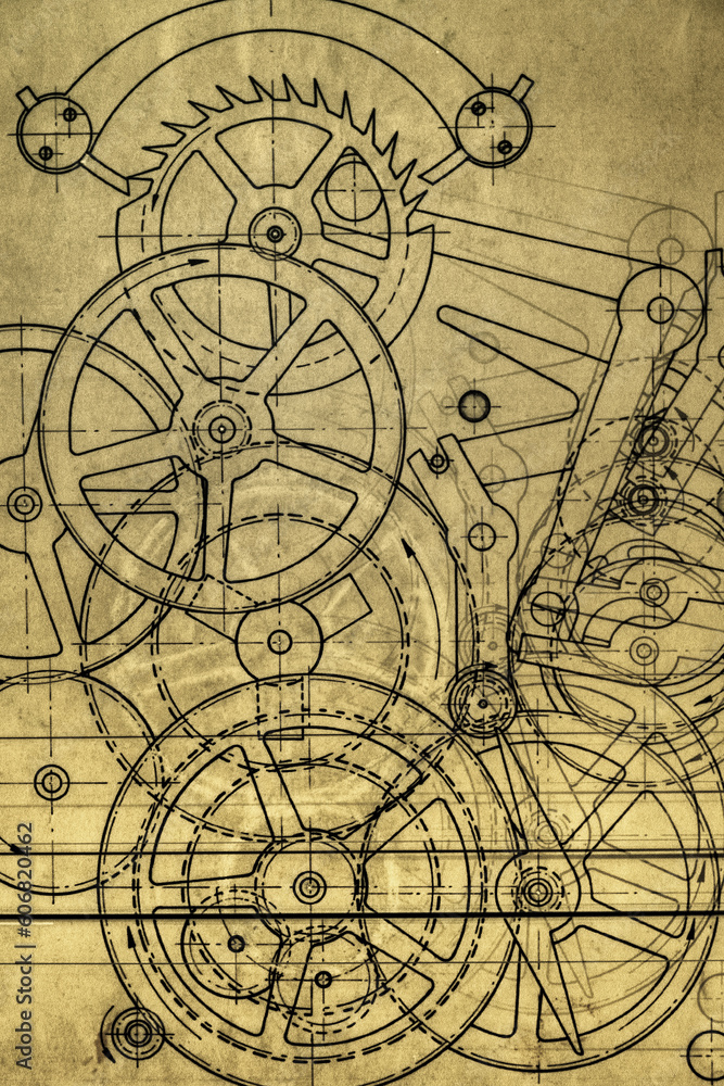 Old technical blueprint illustration