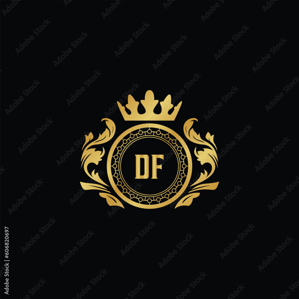 Fototapeta premium Luxury royal wing letter DA-DZ crest gold color logo vector image