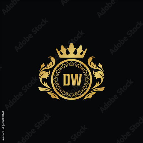 Luxury royal wing letter DA-DZ crest gold color logo vector image photo