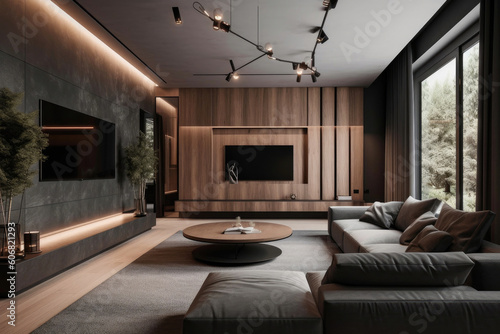 Innovative Design: Modern Living Room Concept. Generative AI