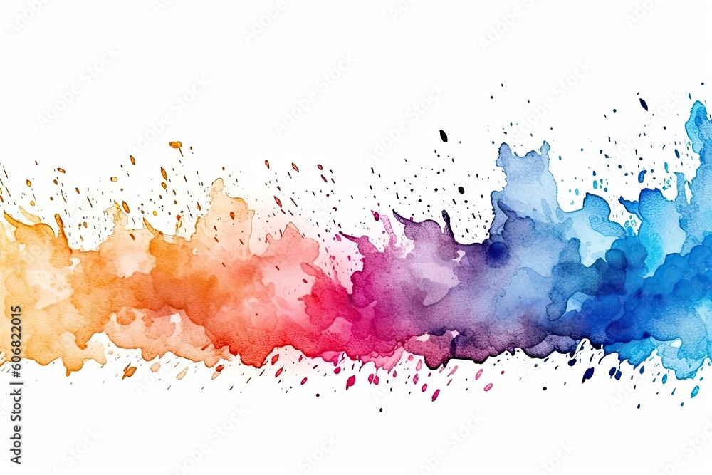 Watercolor colourful rainbow border isolated on white, artistic background. Generative AI illustration.