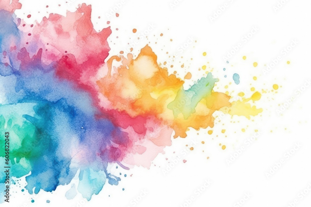 Colourful watercolor border isolated on white, artistic background. Generative AI illustration.