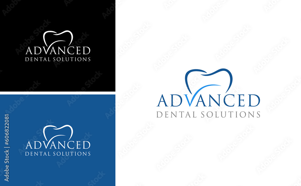 advanced dental logo with letter A vector  and swoosh icon
