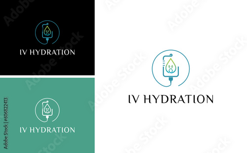 nutritive IV hydration logo, infuse liquid for medical spa vector design