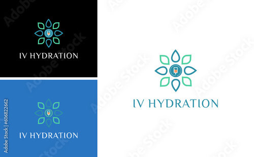 nutritive IV hydration logo, infuse liquid for medical spa vector design