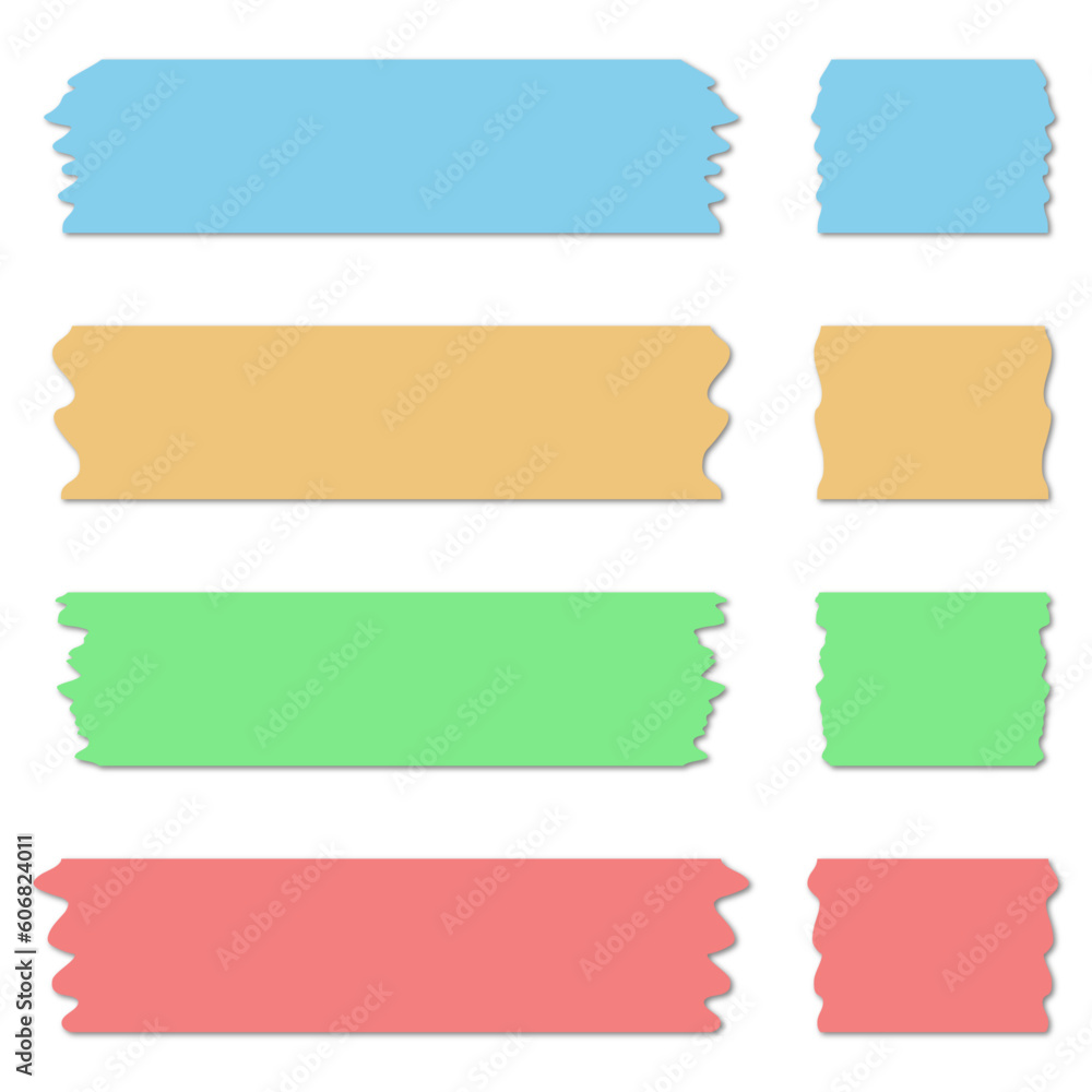 Washi tapes collection with shadows in vector. Pieces of decorative tape for scrapbooks. Set of colorful ribbons Washi tapes collection with shadows in vector. Pieces of decorative tape for scrapbooks. Set of colorful ribbons