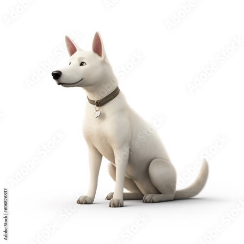 Canaan Dog dog illustration cartoon 3d isolated on white. Generative AI