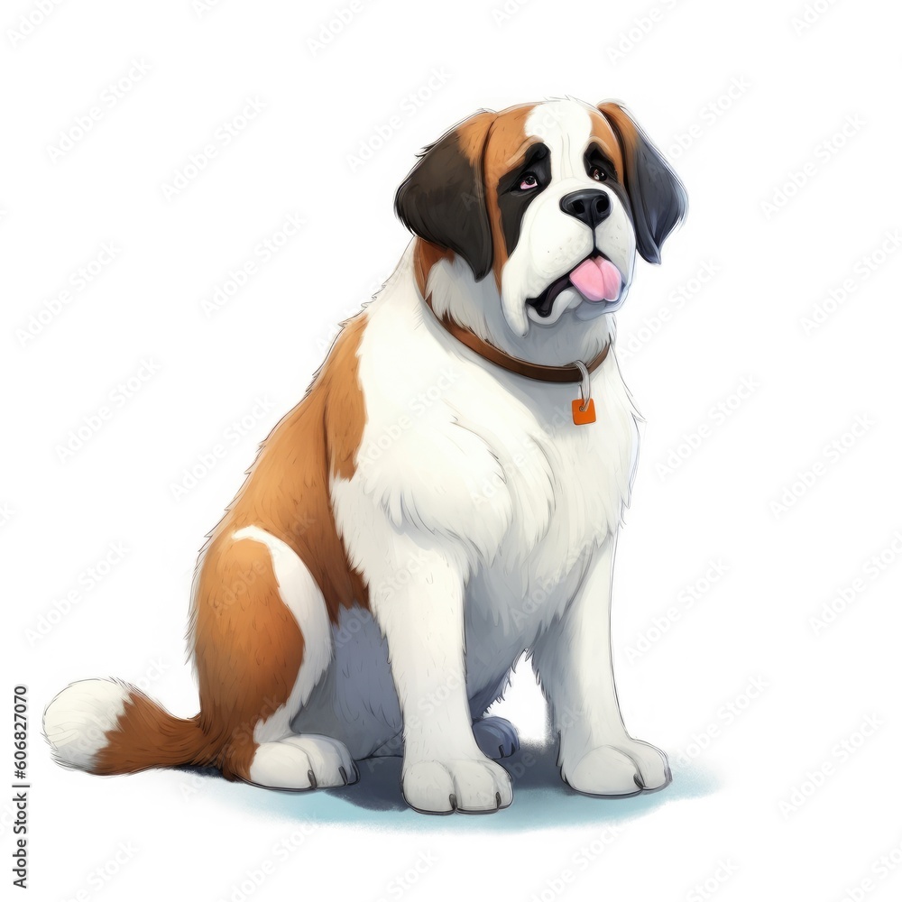 Obraz premium St. Bernard dog illustration cartoon 3d isolated on white. Generative AI