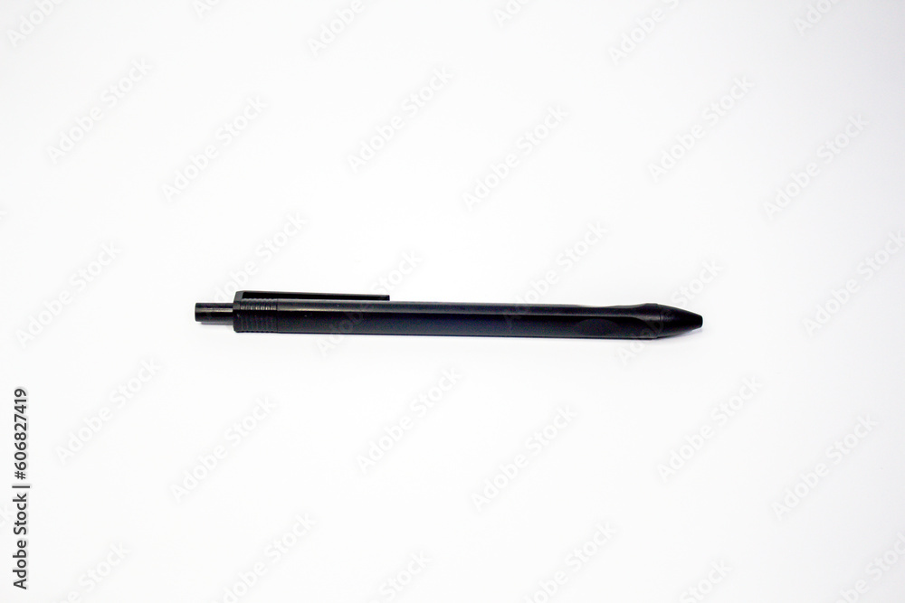 Ballpoint pen with a clicker for office or school isolated on white background Ballpoint pen with a clicker for office or school isolated on white background