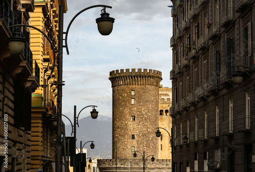 Tower of the Castel Nuovo (New Castle) or Maschio Angioino in Naples, Italy photo