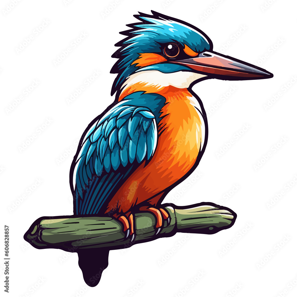 Fototapeta premium Colorful Kingfisher bird pop art style, Kingfisher Sticker, pastel cute colors