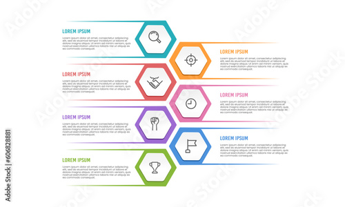 Infographics business diagram with 7 steps, options, or processes. Vector illustration.