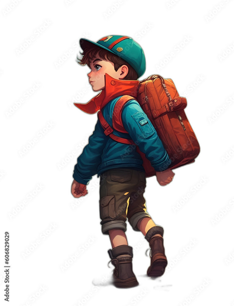 Adventurous Explorer - Digital Illustration of a Brave Boy on a Thrilling Journey Adventurous Explorer - Digital Illustration of a Brave Boy on a Thrilling Journey