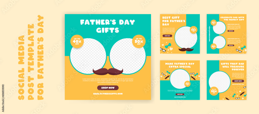 Social media post banner design template for Father's Day gift sale promotion
