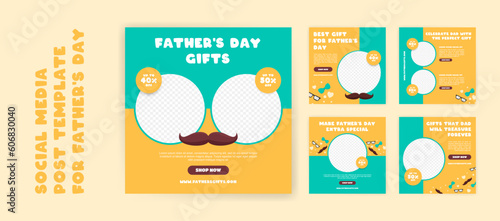 Social media post banner design template for Father's Day gift sale promotion