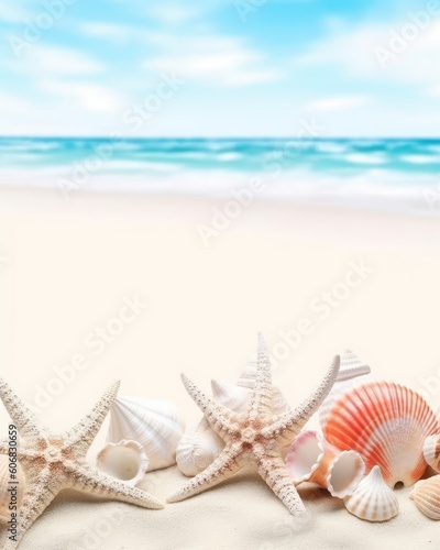 Create a summer themed banner or header with beach elements. (Generative AI)