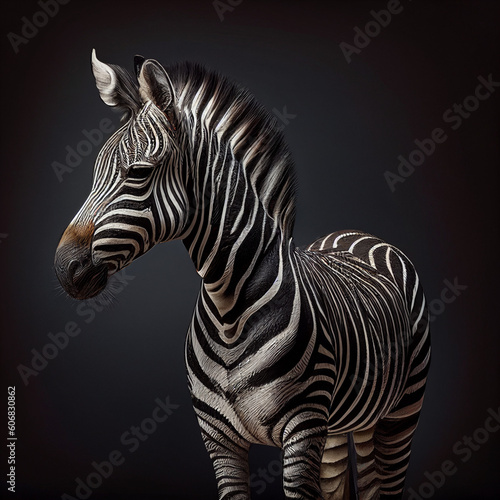 Wild animal zebra on black background illustration cartoon style ai generated ia generative  © rafaelnlins