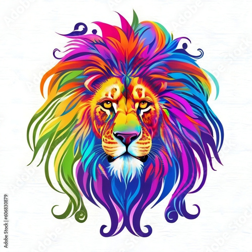 photo beautiful colorful  lion head vector illustration generative ai © Roman